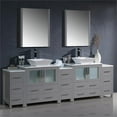 thumbnail image 2 of Fresca Torino 96" Gray Modern Double Sink Bathroom Vanity with 3 Side Cabinets & Vessel Sinks, 2 of 5