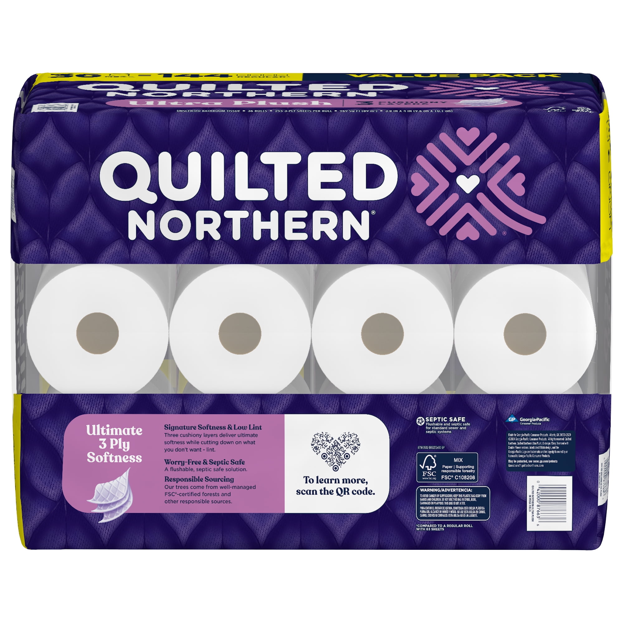 Quilted Northern Ultra Plush 3-Ply Toilet Paper, 36 Mega Rolls