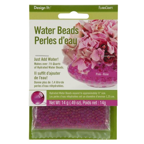 FloraCraft Design It Pink Water Beads Perles d'eau, 0.49 Oz.