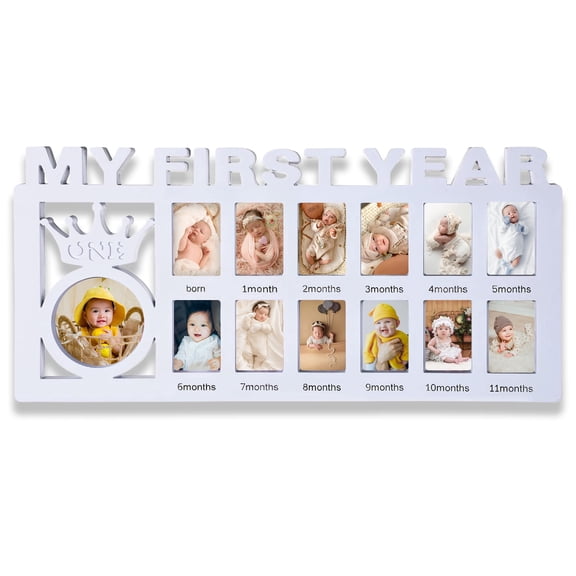 My First Year Baby Picture Frame Newborn Baby's First Twelve Months Photo Collage,12 Month Milestone Keepsake Frame for Photo Memories Baby 1st Birthday Mothers Day Gift