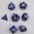 thumbnail image 1 of 7x dés en Polyédrique Lisses D4-D20 pour dés en Polyédrique Rôle Math Enseignement Bar Jeux de Société Bleu Argent, 1 of 7