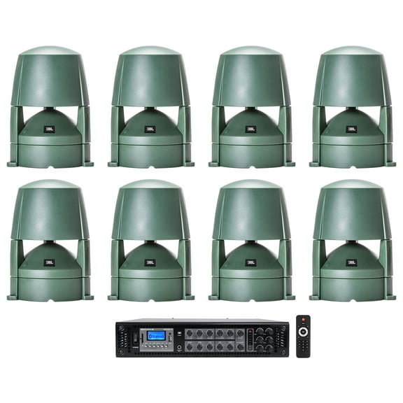 (8) JBL CONTROL 85M 5.25" Commercial 70v Outdoor Landscape Speakers Amplifier