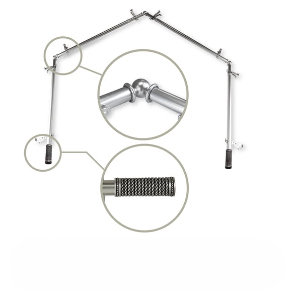 Contemporary Home Living Solid Contemporary 4-Sided Bay Window Curtain Rod - 201.5" - Silver