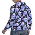 thumbnail image 6 of Naloa blue Skull flower Men's Casual Hooded Collar Drawstring Hoodies Pullover Sweatshirts Casual Long Sleeve Shirts-Medium, 6 of 7