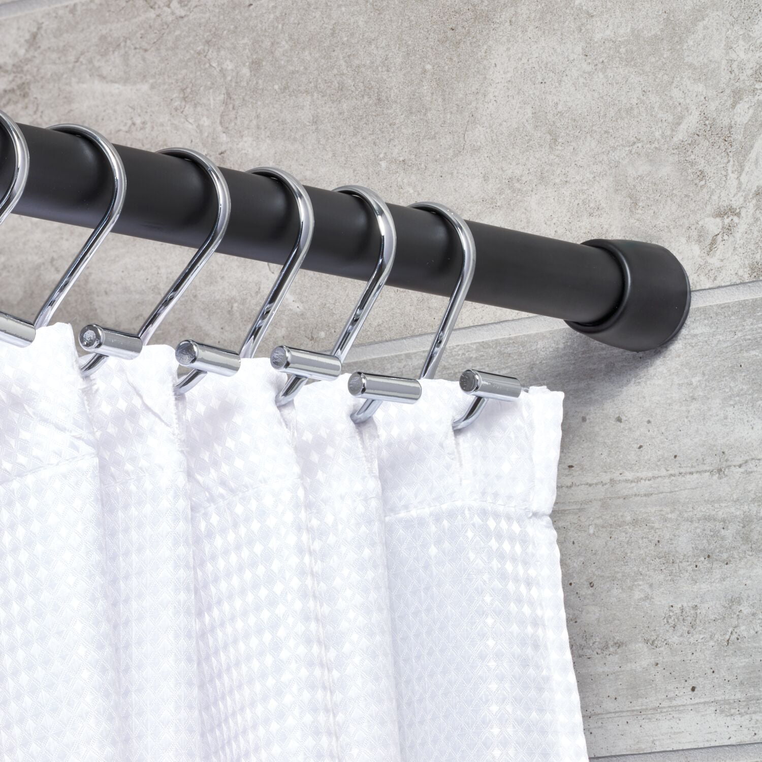 Matte Black Medium InterDesign Cameo Constant Tension Bathroom Shower Curtain Rod 43-75