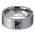 thumbnail image 2 of Tungsten Minnesota North Star State Heart Band Ring 8mm Men Women Comfort Fit Gray Flat Cut Brushed Polished, 2 of 4
