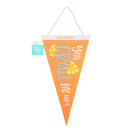 Way to Celebrate Easter You Crack Me Up! Orange Felt Hanging Pennant, 18"