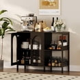 thumbnail image 1 of Buffet Sideboard Cabinet, Wooden Storage Cabinet with Glass Doors, Two Metal Handle, Storage Cabinet with Adjustable Shelves, Modern Sideboard Cabinet for Living Rome, Kitchen, Dining Room, 1 of 7