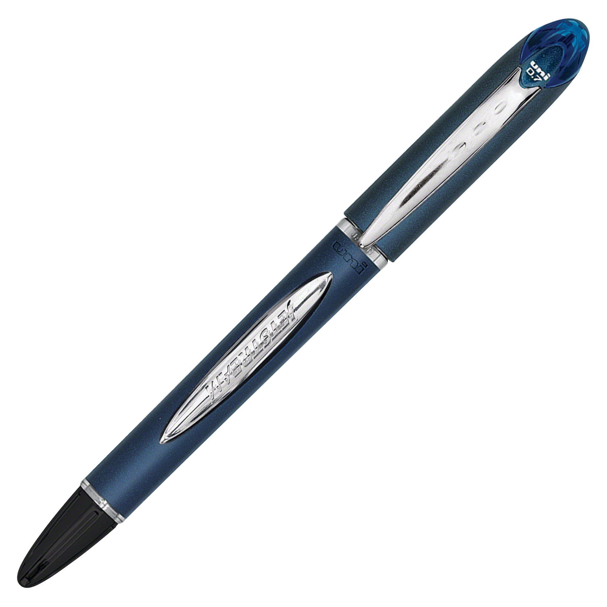 uni-ball® Jetstream™ Ballpoint Pens, Fine Point, 0.7 mm, Blue Barrel, Blue Ink, Pack Of 12