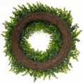 thumbnail image 5 of Haute Decor 24 Inch Premium Artificial Boxwood Wreath - Spring or Summer Wreath for Front Door - Boxwood Artificial Greenery with Natural Grapevine Base, 5 of 5