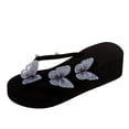 thumbnail image 1 of Wedge Heel Flip Flops Colorful Butterfly Outer Wear Sandals And Slippers, 1 of 9