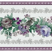 Dundee Deco's Peel and Stick Self Adhesive Wallpaper Border - Floral Purple, Blue, Green Flowers on Vine, 15 ft x 7 in