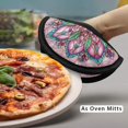 thumbnail image 4 of ZIATUBLES 2 Pieces Pot Holders Oven Mitts 2-in-1 Heat Resistant Hot Mats with Breathable Cotton-Like Liner Non-Slip Quilted Liner Trivets Kitchen 8 Inch Round Decor, Tribal Ethnic Flower, 4 of 7