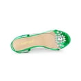 thumbnail image 4 of BLISSFUL STEP Women's Flower Rhinestone Slingback Clear Mid Heel Slip On Sandals Grass Green 9, 4 of 7