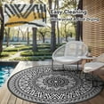 thumbnail image 4 of SIXHOME Outdoor Rugs 10'x10' Round Indoor Outdoor Rugs Waterproof Reversible Patio Rug Plastic Straw Lightweight Outdoor Carpet for RV Camping Deck Balcony Graden Beach Boho Porch Decor Black, 4 of 5