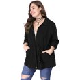thumbnail image 3 of DARING DIVA Women's Plus Size Drawstring Waist Zip-up Utility Jacket 6X Black, 3 of 7