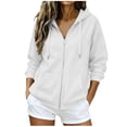 thumbnail image 6 of Ovafbau Women Long Sleeve Hooded Cardigan Jacket,Womens Solid Long Sleeve Hooded Zip Jacket with Pockets Casual,Fall Winter Outerwear Coat, 6 of 6