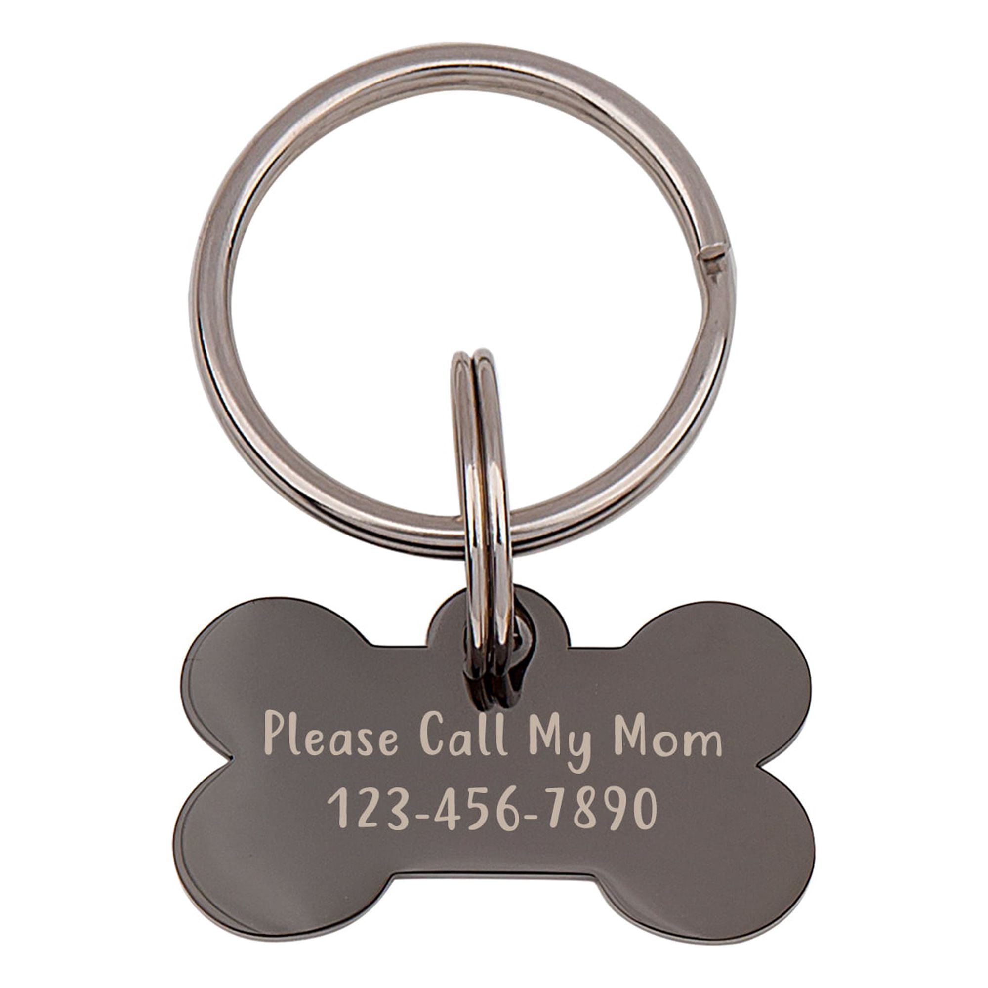 Anavia Metal & Stainless Steel Bone Name Tag with Funny Paw Icon Birthday Holiday Christmas Engraved Dog ID Tag, Black, S