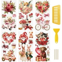 6PCS Vintage Valentine Rub On Transfer Stickers, Love You Phrase Transfer Decals Show Love Stickers for Furniture Scrapbooking Window, 15 * 30cm