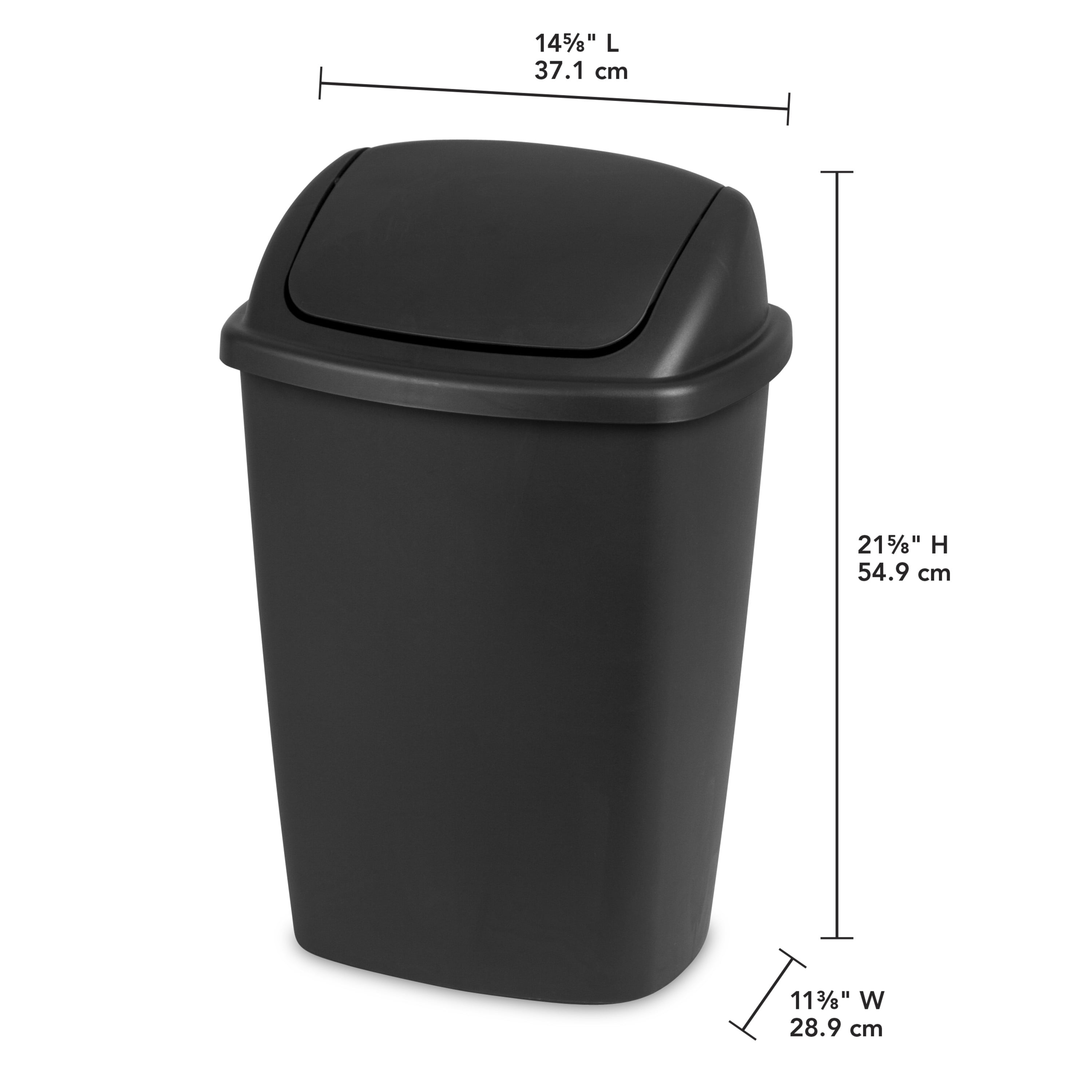 Sterilite 7.5 Gal. SwingTop Wastebasket Plastic, Black