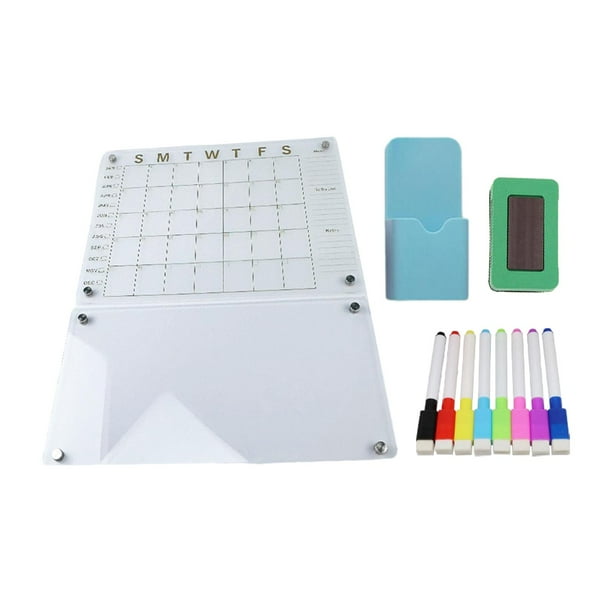 Pizarra magnética de borrado en seco, pizarra blanca magnética, calendario magnético para nevera, hogar 40cmx30cmx3cm