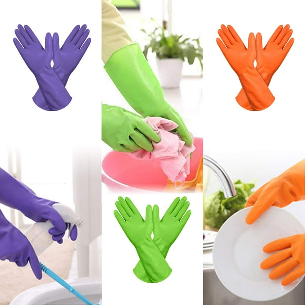 Household And Kitchen Gloves Size M Ultra Soft Durable Cleaning Gloves For Washing Dishes Drains And Basin 6Pairs Random Color