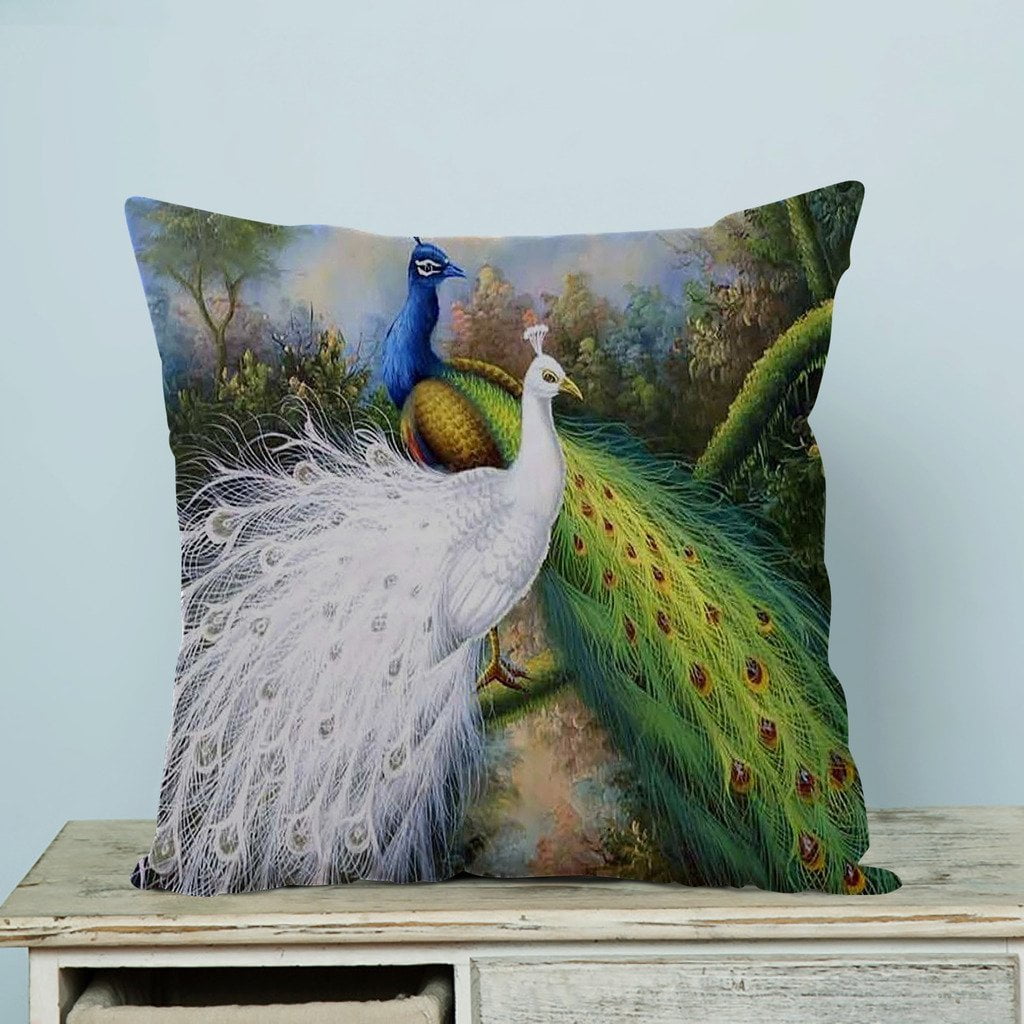 GCKG Beautiful Peacock Pillow Case Pillow Cover Pillow Protector Two