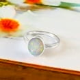thumbnail image 2 of Solitaire Ring Nature Opal Ring Engagement Ring Oval Cut White Color Gemstone Ring Sterling Silver Ring, 2 of 5