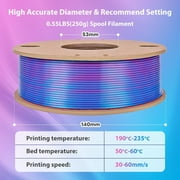 Multicolor 3D Printer Filament,Dual/Tri Color 1.75mm PLA Silk Shiny Printing Filament,250g(0.55lbs) Fit Most FDM 3D Printer