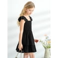 thumbnail image 6 of BULLPIANO Girls Solid Color Dress Smocked Elastic Ruffle Hem Sleeveless Sundress Holiday Cami Dress, 6 of 9