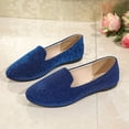 thumbnail image 5 of KIJBLAE Women's Solid Glitter Round Toe Moccasin Flats, Low Cut Slip On Comfortable Casual Flat Shoes Blue 38, 5 of 9