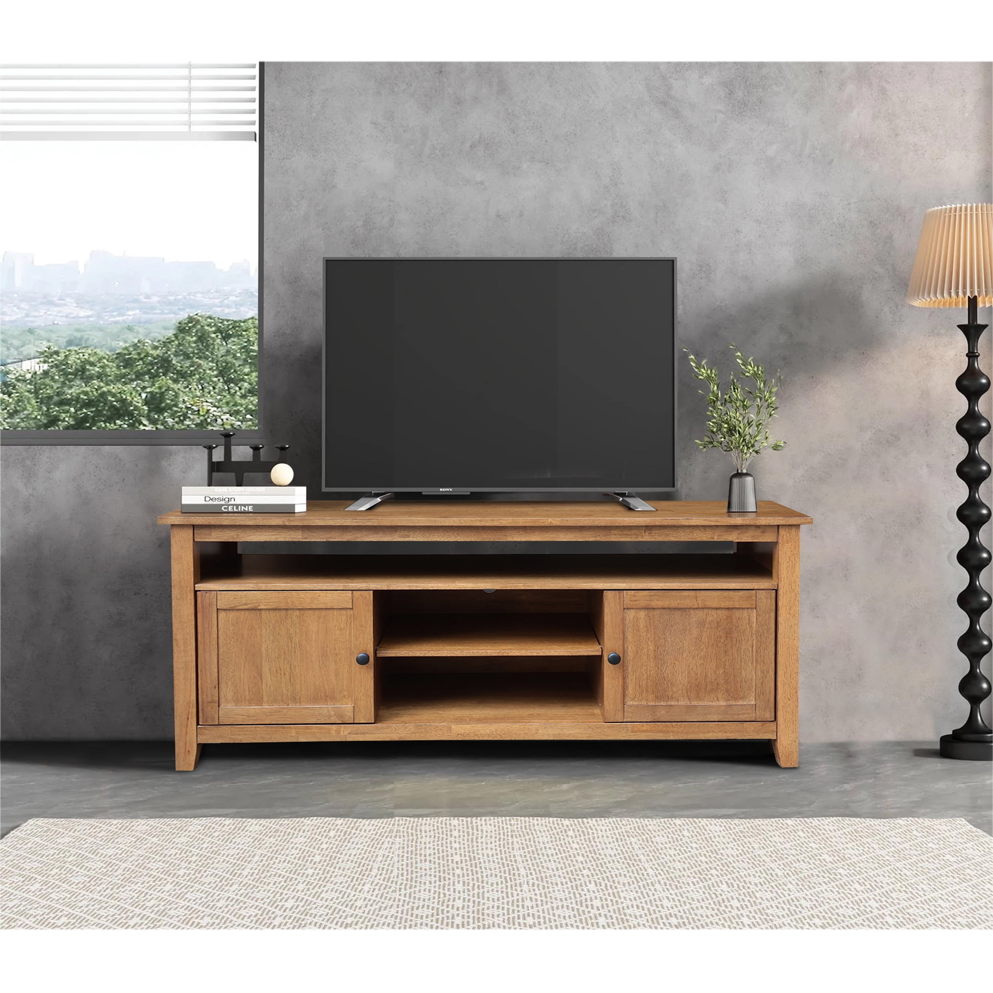 Solid Wood Entertainment / TV Stand with 2 Doors
