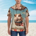 thumbnail image 2 of Honeii Hot Air Balloon Guinea Pig Print Men’s Hawaiian Shirt,Classic Button-Down Short Sleeve Shirt, for Beach, Vacation, and Outdoor Activities,Large, 2 of 7