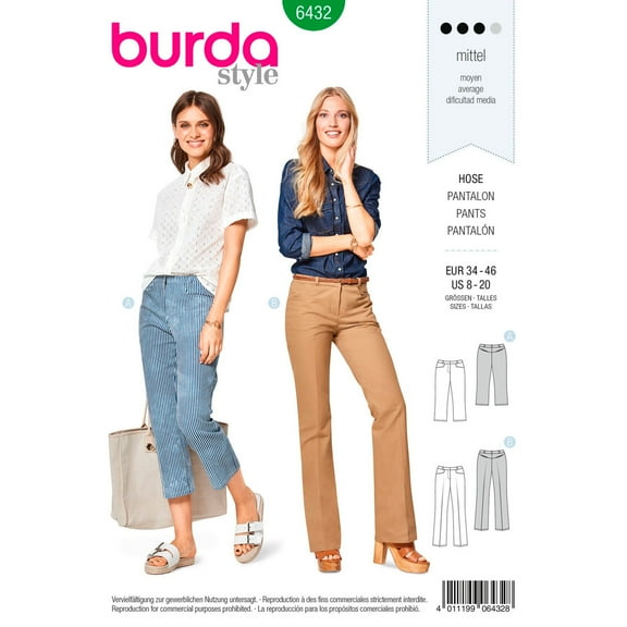 Burda Style Sewing Pattern 6432 - Misses' Dress Pants, Size: A (8-20)