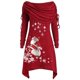 thumbnail image 1 of WILLBEST Vestido Corto Mujer Vestido Informal Irregular Con Volantes Y Cuello Con Volantes Y Estampado De Copos De Nieve De Papá Noel Para Mujer, 1 of 3