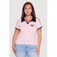 thumbnail image 2 of Women's Plus Size Contrast Trim New York 1983 Graphic Polo Top, 2 of 4