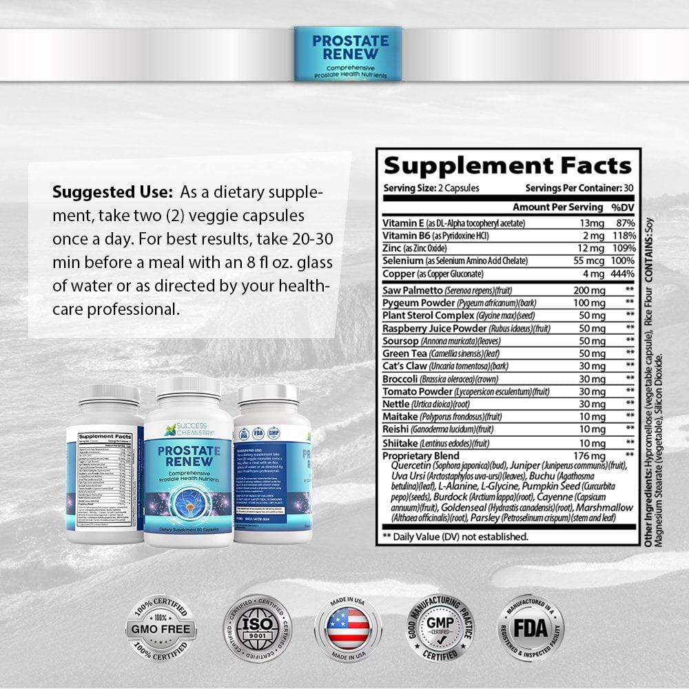 Success Chemistry Prostate Renew with Saw Palmetto Extract - General Health & Wellness Support for Men - 60 Count