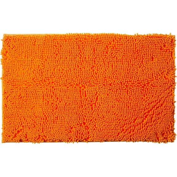 Indoor Doormat Non-Slip & Water-Absorbent Chenille Microfiber Floor Bath Mat Carpet Entrance Rug for Bedroom,Sitting Room and Bathroom Fluorescent Orange 15.7 x 23.6 Inch