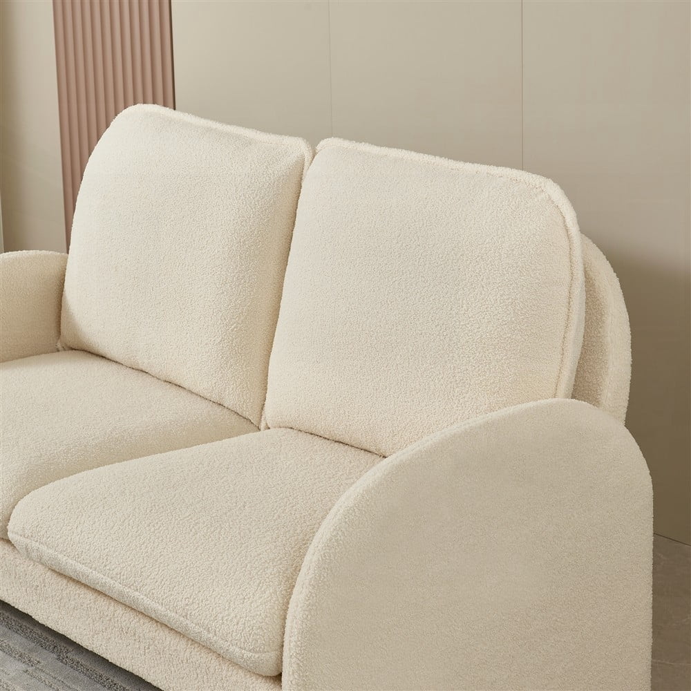 Modern Sherpa Fabric Loveseat - 59" for Living Room