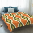 thumbnail image 4 of Orange Green Geometric Blanket Soft Cozy Warm Throw Blanket for Couch, Plush Fuzzy Flannel Fleece Blankets for Sofa, Abstract Moire Contemporary Bed Blankets Lightweight Gifts for Women, 40"x60", 4 of 9