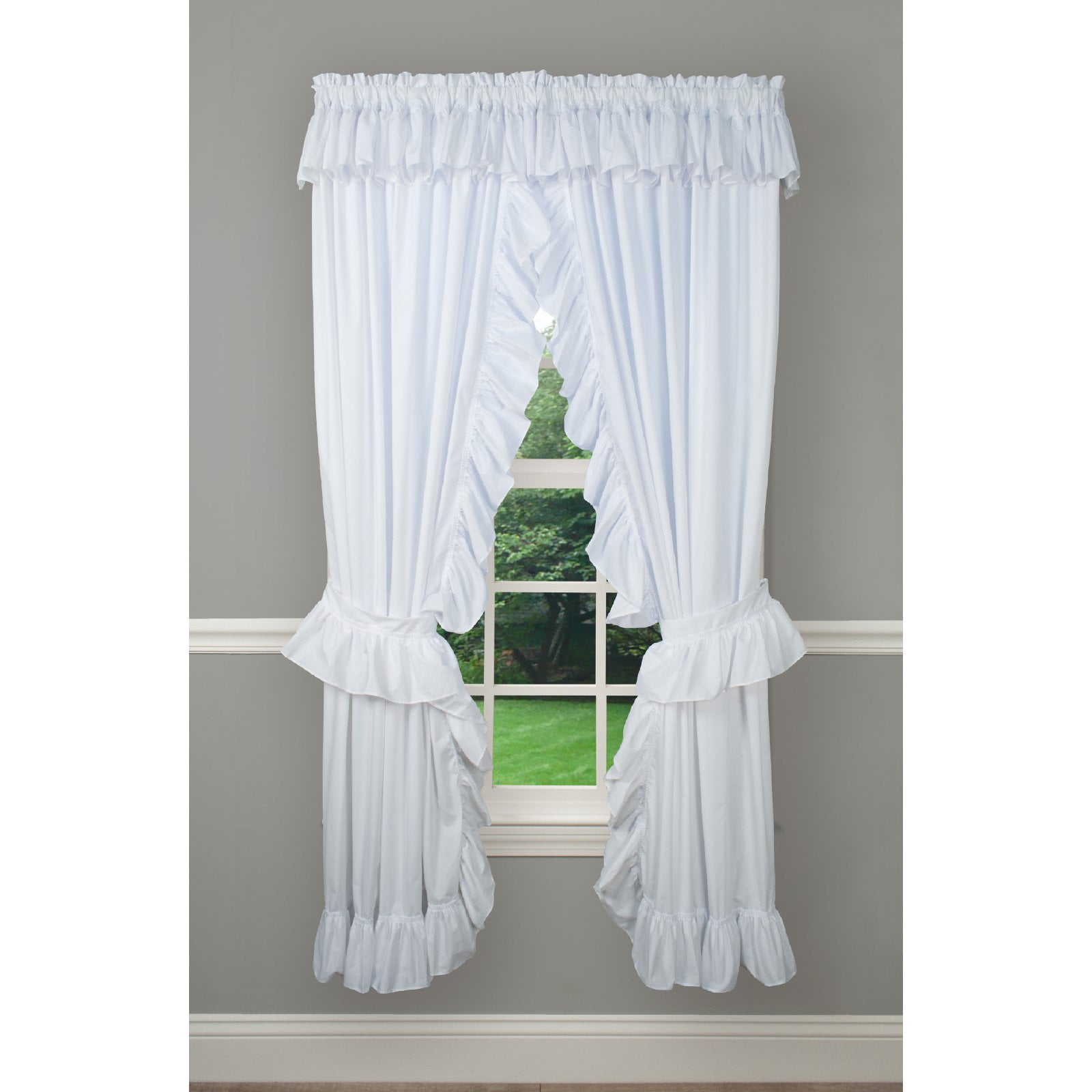 Ellis Curtain Priscillas Wide Ruffle Rod Pocket Curtain Panel Pair