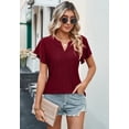 thumbnail image 3 of Womens Summer Blouses Ruffle Short Sleeve V Neck Shirts Casual Crochet Eyelet Tops, 3 of 5