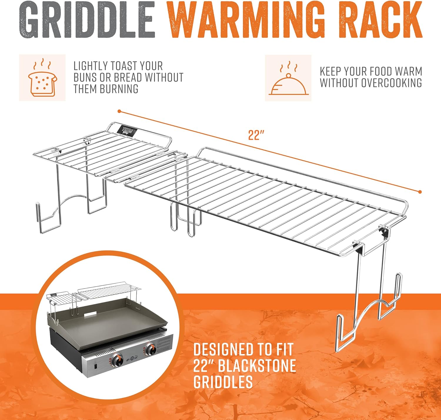 Yukon Glory Collapsible BBQ Grill Rack Griddle Warming Tray for 22