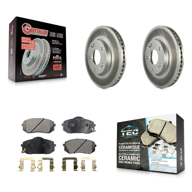Transit Auto Front Coated Disc Brake Rotors and Ceramic Pads Kit for Car 2007-2009 Kia Rondo KGT-100414