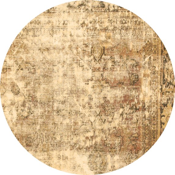 Ahgly Company Indoor Round Abstract Brown Modern Area Rugs, 3' Round