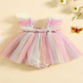 thumbnail image 3 of MesaSe Infant Girl Rompers Dress Butterfly Wing Fly Sleeve Rainbow Color Tulle Skirt Hem Jumpsuits, 3 of 7