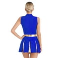 thumbnail image 2 of inhzoy Women's Cheerleading Uniforms Metallic Cheer Leader Pleated Leotard Dress Royal Blue S, 2 of 7