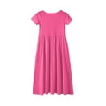 thumbnail image 5 of Girls Maxi Dress Short Sleeve Casual Holiday Dress with Pockets for 4-14 Years Hot Pink 150, 5 of 5