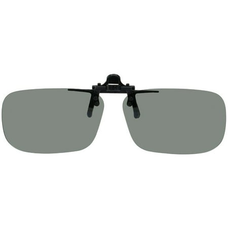 - Polarized Grey Clip-on Flip-up Plastic Sunglasses - Large Rectangle - 62mm X 39mm - Shade Control D-Clips
