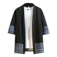 thumbnail image 1 of Camisas Hombre Manga Corta Camisa de manga larga con patrón suelto estilo Tang informal a la moda para hombre (Black, L), 1 of 7